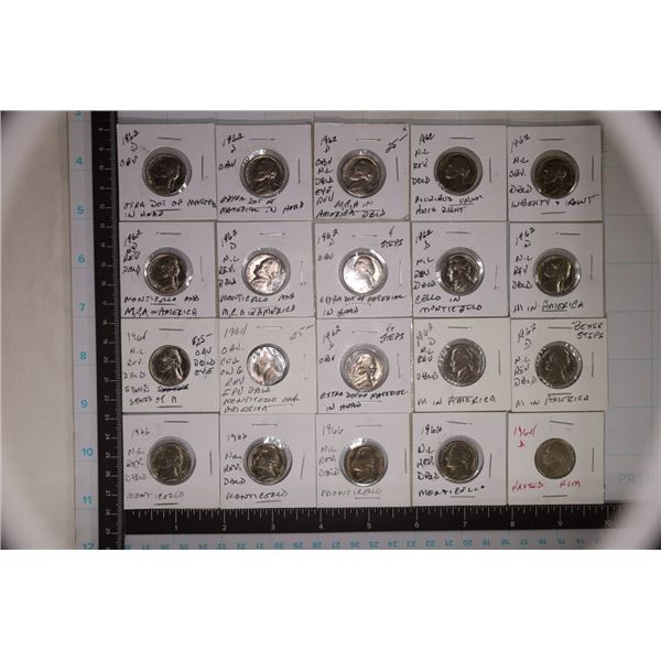 20 MINOR ERROR JEFFERSON UNC/BU NICKELS: 1962-1966