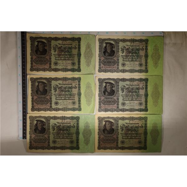 6-1922 GERMAN 50,000 MARK LARGE SIZE BILLS