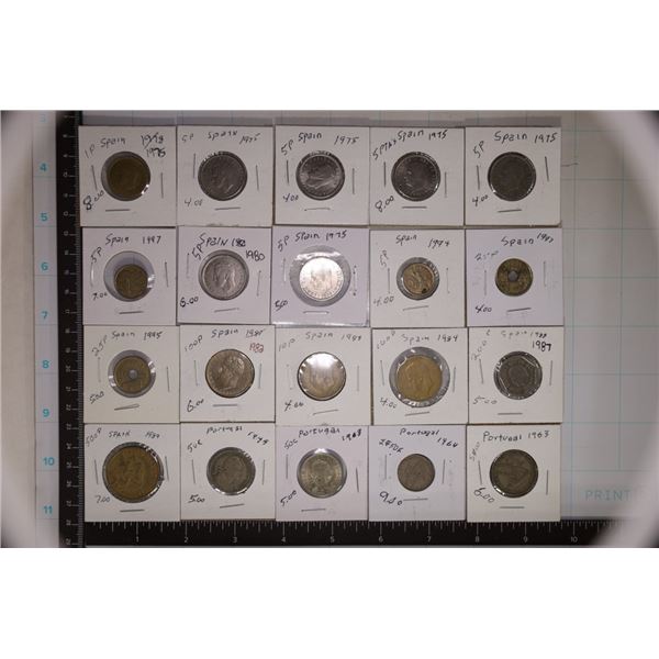 16 SPAIN & 4 PORTUGAL COINS: SPAIN (1975-1995)