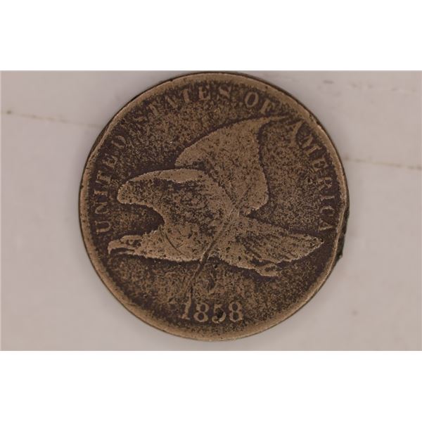 1858 FLYING EAGLE CENT BENT (SMALL LETTER)