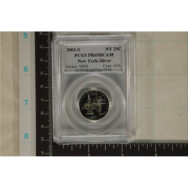 2001-S SILVER NEW YORK QUARTER PCGS PR69 DCAM