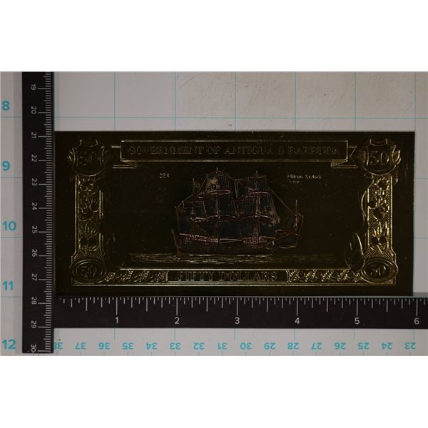 1981 GOVERNMENT OF ANTIGUA & BARBUDA $50 23KT GOLD