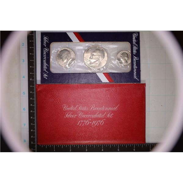 1976 US BICENTENNIAL SILVER 3 COIN UNC SET IN