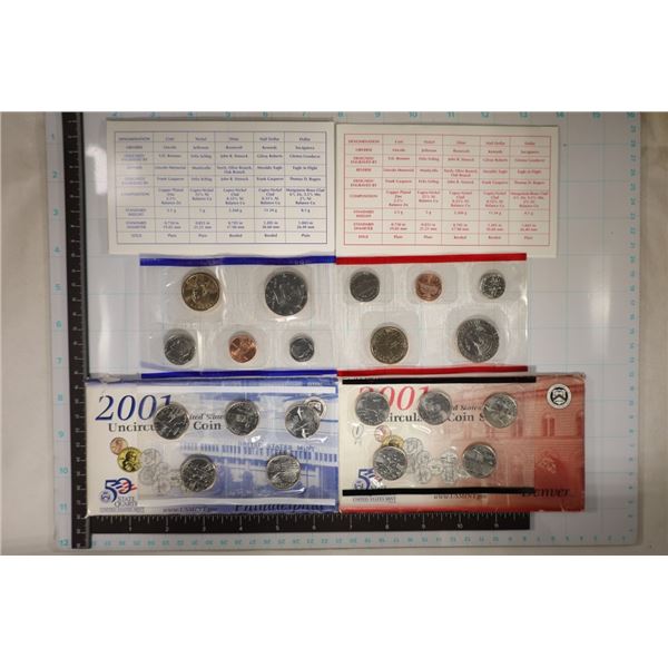 2001 US MINT SET (UNC) P/D (WITH ENVELOPES)