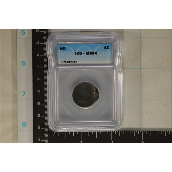 ND OFF CENTER JEFFERSON NICKEL ICG MS64