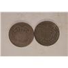 Image 1 : 1865 &  NO DATE US 2 CENT PEICES