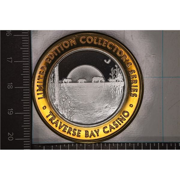 CASINO $10 SILVER TOKEN (UNC) TRAVERSE BAY CASINO