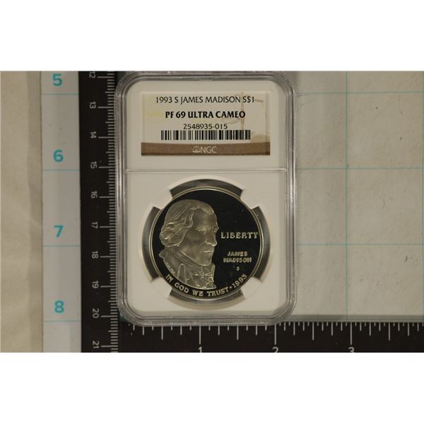 1993-S JAMES MADISON US SILVER DOLLAR NGC PF69