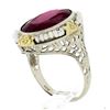 Image 9 : Antique Art Deco 14k Gold Oval Synthetic Ruby & Seed Pearl Floral Filigree Ring