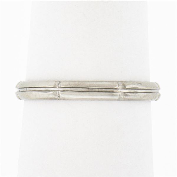 Vintage Palladium 2.45mm Pinched Grooved Eternity Stackable Wedding Band Ring
