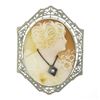 Image 1 : Large Vintage 14K White Gold Carved Shell Cameo w/ Diamond Filigree Pin Brooch