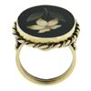 Image 2 : Handmade 14K Gold Natural Stone Pietra Dura Flower Mosaic Twisted Wire Ring