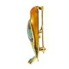 Image 6 : Vintage 14k Gold Multi Color Enamel Humming Bird Standing on Branch Pin Brooch