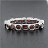 Image 2 : Estate 18k White Gold 1.42 ctw Round & Square Ruby Bezel Station Stack Band Ring
