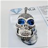 Image 1 : 1.84 ctw Blue Sapphire and 1.73 ctw Diamond 18K White Gold 3D Skull Enhancer