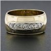 Image 6 : Vintage 14k Two Tone Gold Polished Wide Band Ring w/ 0.25 ctw Pave Line Diamond