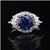 Image 1 : 2.84 ctw Tanzanite and 0.37 ctw Diamond Platinum Ring