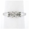 Image 1 : 14k White Gold 0.22 ctw Round Prong Diamond Squared Setting 3 Stone Promise Ring