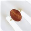 Image 6 : 14k Yellow Gold 18x13mm Oval Cabochon Orange Prong Set Agate Solitaire Ring