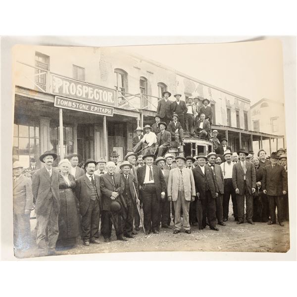 Tombstone, Arizona Photograph of Crowd at Newspaper Office, c.1915 [197567]