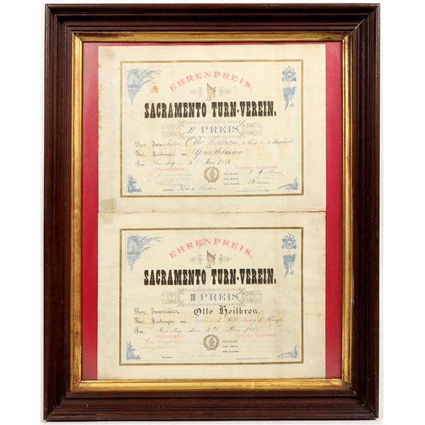 Otto Heilbron Sacramento Turn-Verein Certificates [197533]