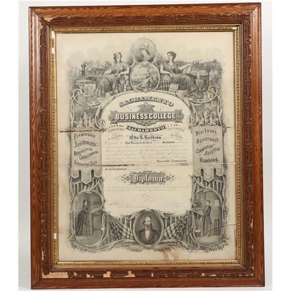 Otto Heilbron Sacramento Business College Diploma 1889 [197542]
