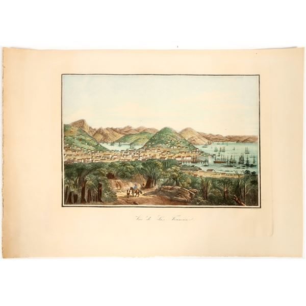 Vue de San Francisco, Louis Le Briton, c.1854 Color Lithograph [197316]