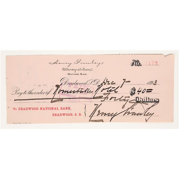 Deadwood Check with George Hearst Connection [199170]