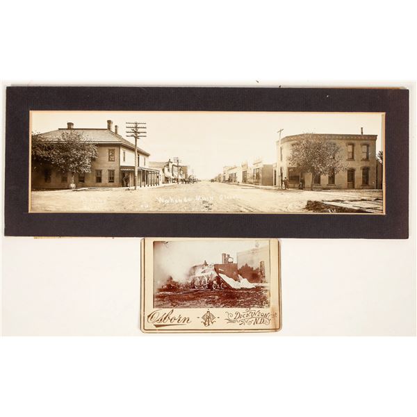 South Dakota Street Scene Panorama RPPC and North Dakota Railroad Photo [197713]