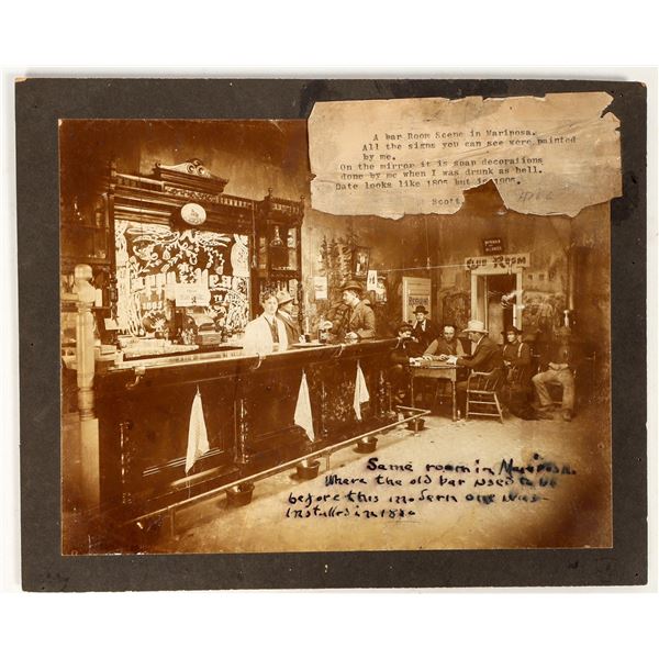 Mariposa California Saloon Interior Mounted Photograph c.1905 [197307]