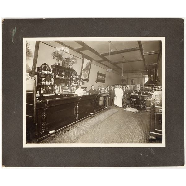Truckee, California Saloon Interior Photograph w/ Tahoe Pictures, c.1910 [197306]