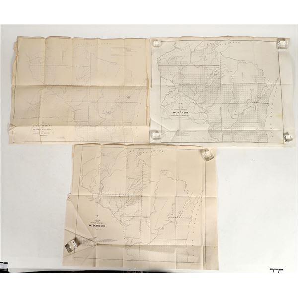First Survey Map of Wisconsin, 1848; plus 1850, 1852 GLO Maps [197047]