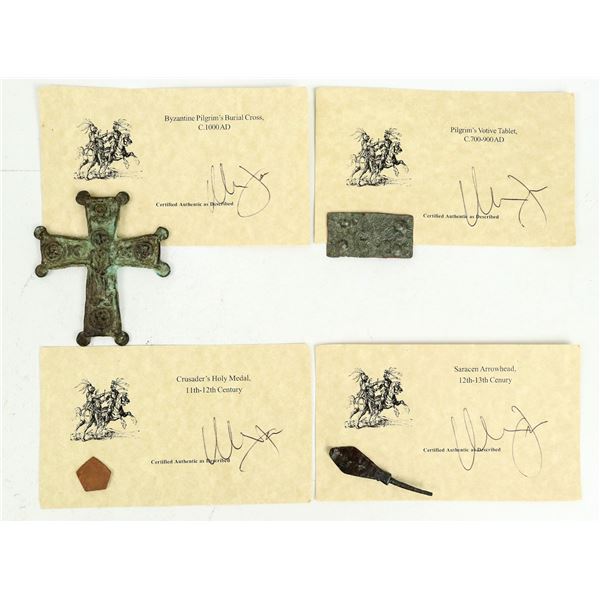First Crusades Knights Templar Burial Cross, Tablet, Medal Arrowhead Reproductions (4) [200141]