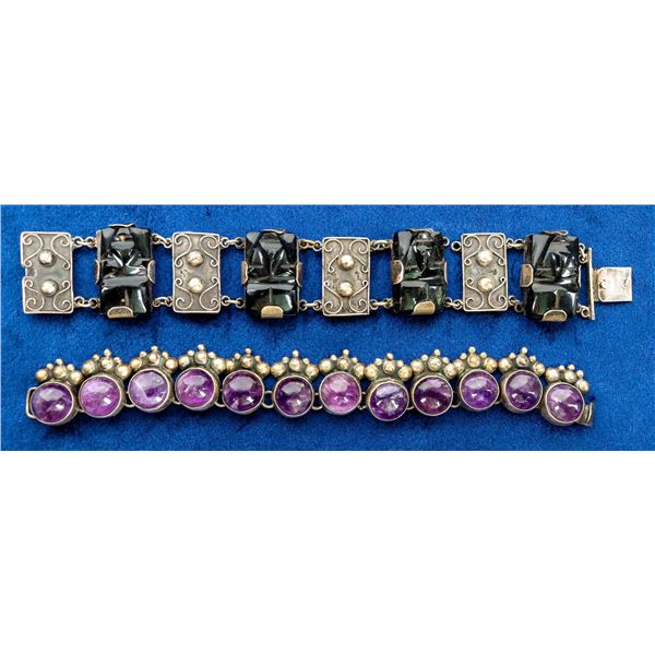 Antique Sterling Silver and Gemstone Bracelets, c. 1900-1920 [200432]