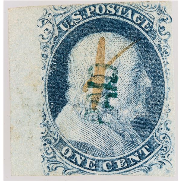Scott #7, Franklin 1c, Rare "PAID" Mark [199739]