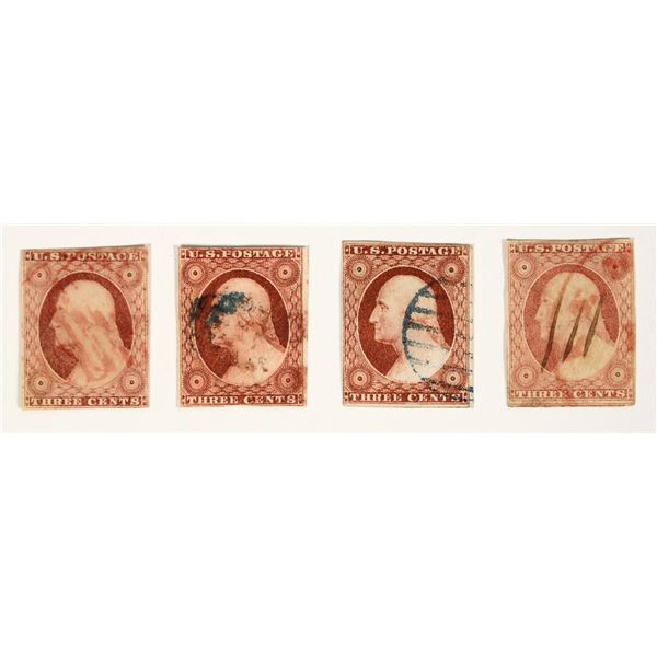 Scott 11, Type 2 - Washington 3c (4 stamps) [199718]