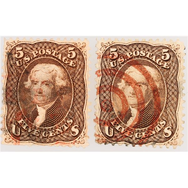 Scott #76, Jefferson 5c - Pair [182177]