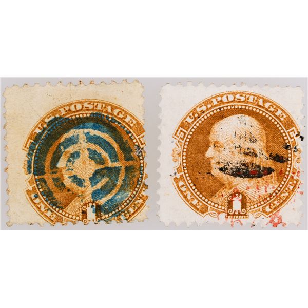 Scott #112 pair, 1869 Series G Gill [199715]