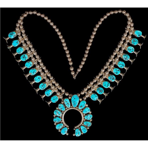 Vintage Navajo Turquoise Squash Blossom [200080]