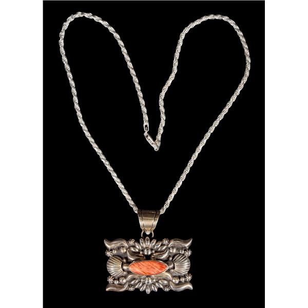 Sterling Silver and Spiny Oyster Necklace [200078]