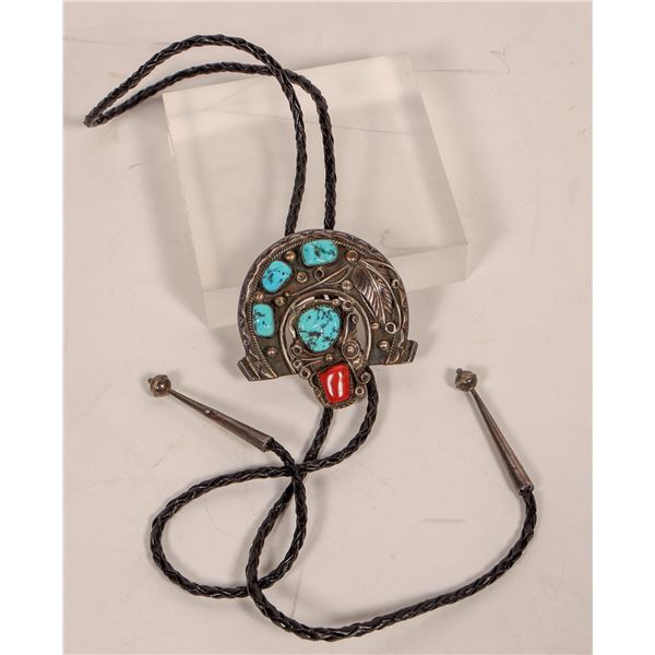 Navajo Vintage Turquoise & Coral Bolo Tie [177314]