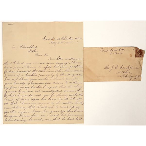 Good Land, Choctaw Nation Letter & Cover, 1886 [197608]