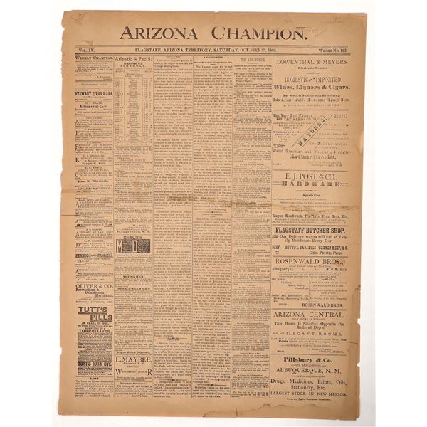 Arizona Champion Newspaper, Cattle Themed, 1886 [193675]