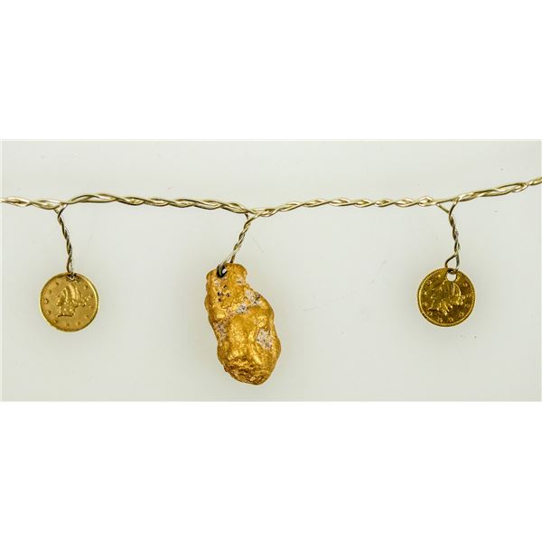 Cal Fractional Gold and Gold Nugget Necklace [197741]