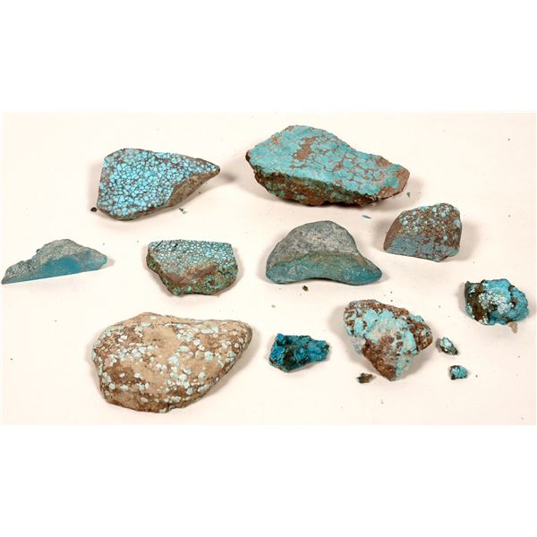 Turquoise Specimens  No. 8 Mine, Nevada - Nice Blue w/spider web (10 pieces) [191956]