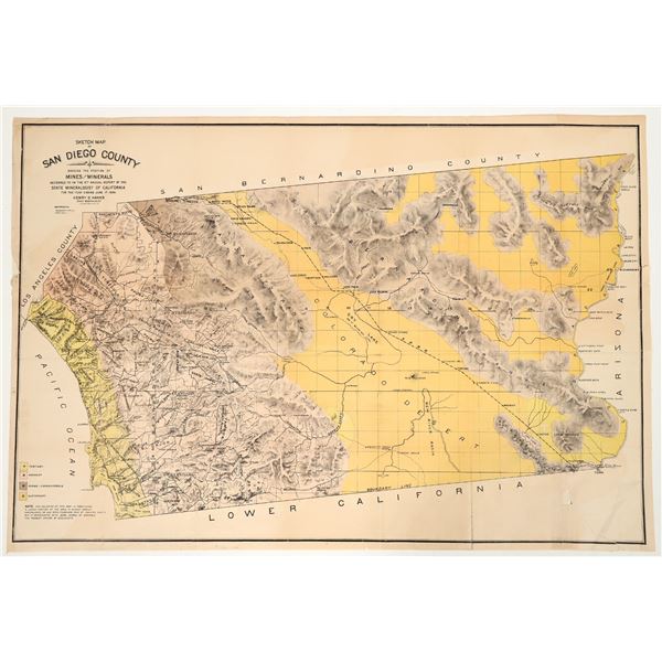 San Diego County, California Mining Map, 1886, Henry G. Hanks [197318]