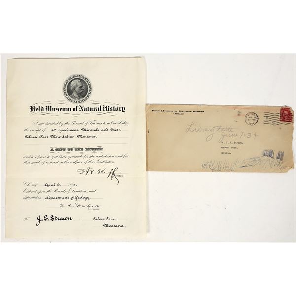 Field Museum Donation Certificate of Montana Ores, 1914 [198699]