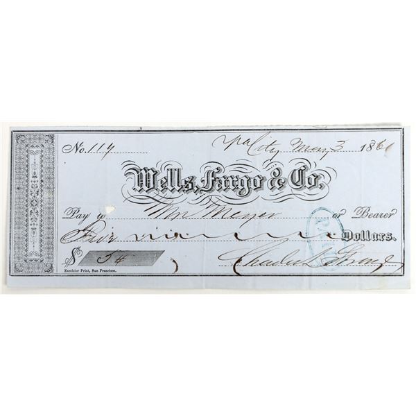 Super Early 1861 Virginia City, Nevada Mining Check [199022]