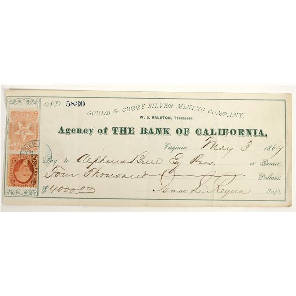Gould & Curry Mining Check Issued to President Alpheus Bull [199024]