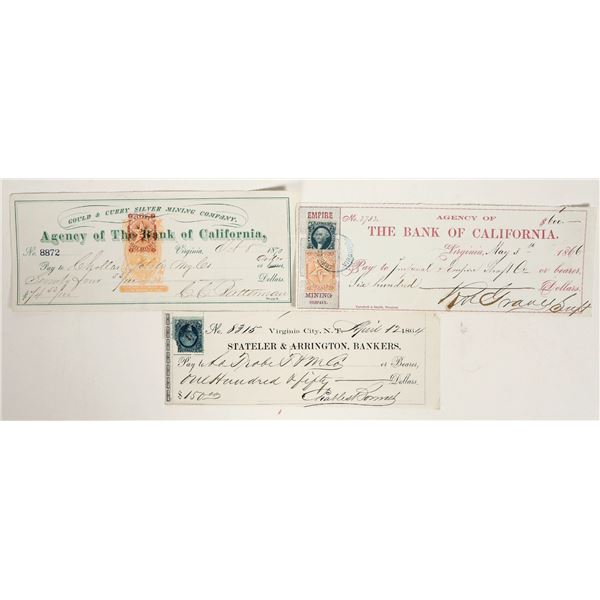 Three Virginia City, Nevada Mining Checks Issued to Other Mines [199530]
